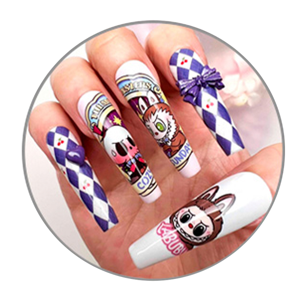 картинка Ногти накладные Зубастик M-20635, 6 дизайнов, 12 штук 