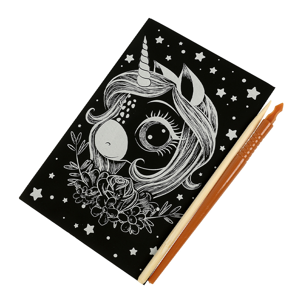 картинка Гравюра MultiArt SCRATCH-10X15UNIC серебряная, Единорожка, 10*15 см, 1 шт 