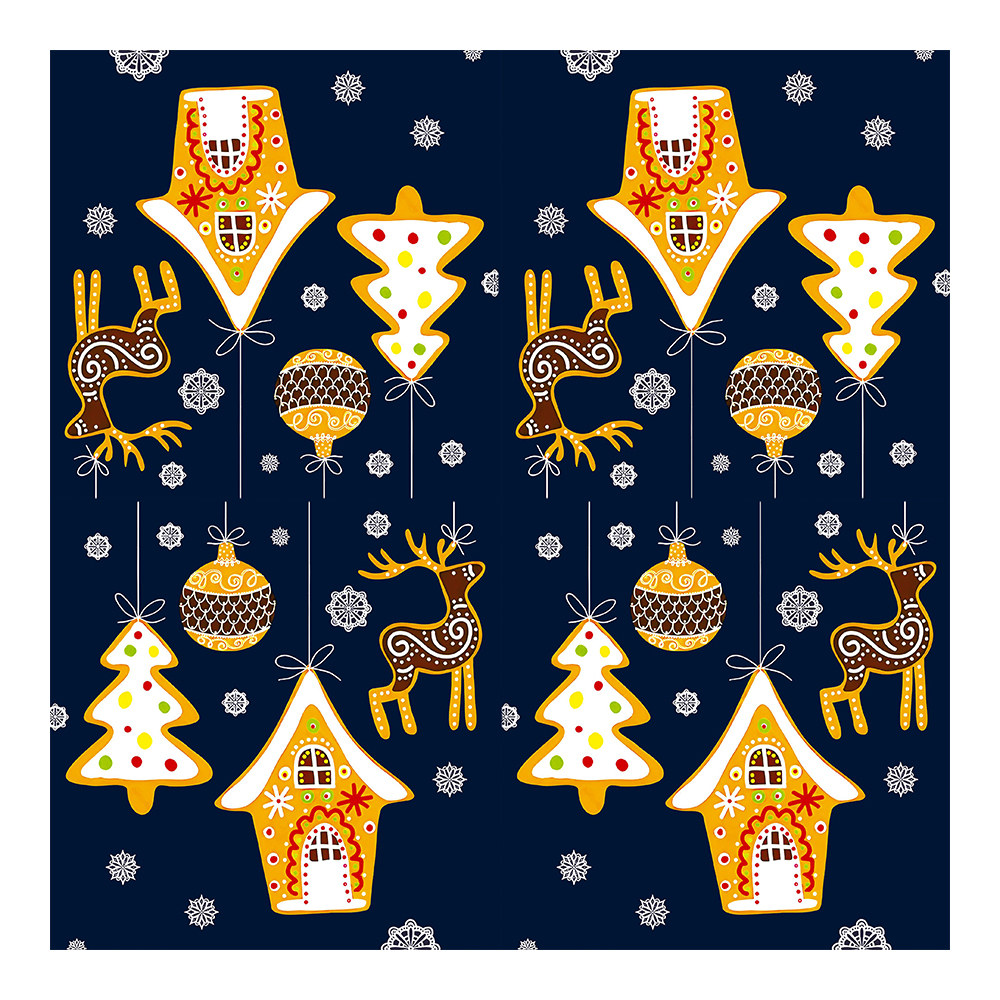картинка Салфетки бумажные трехслойные, 33*33 см, New Line Fresco, Новогодие пряники, 20 листов 