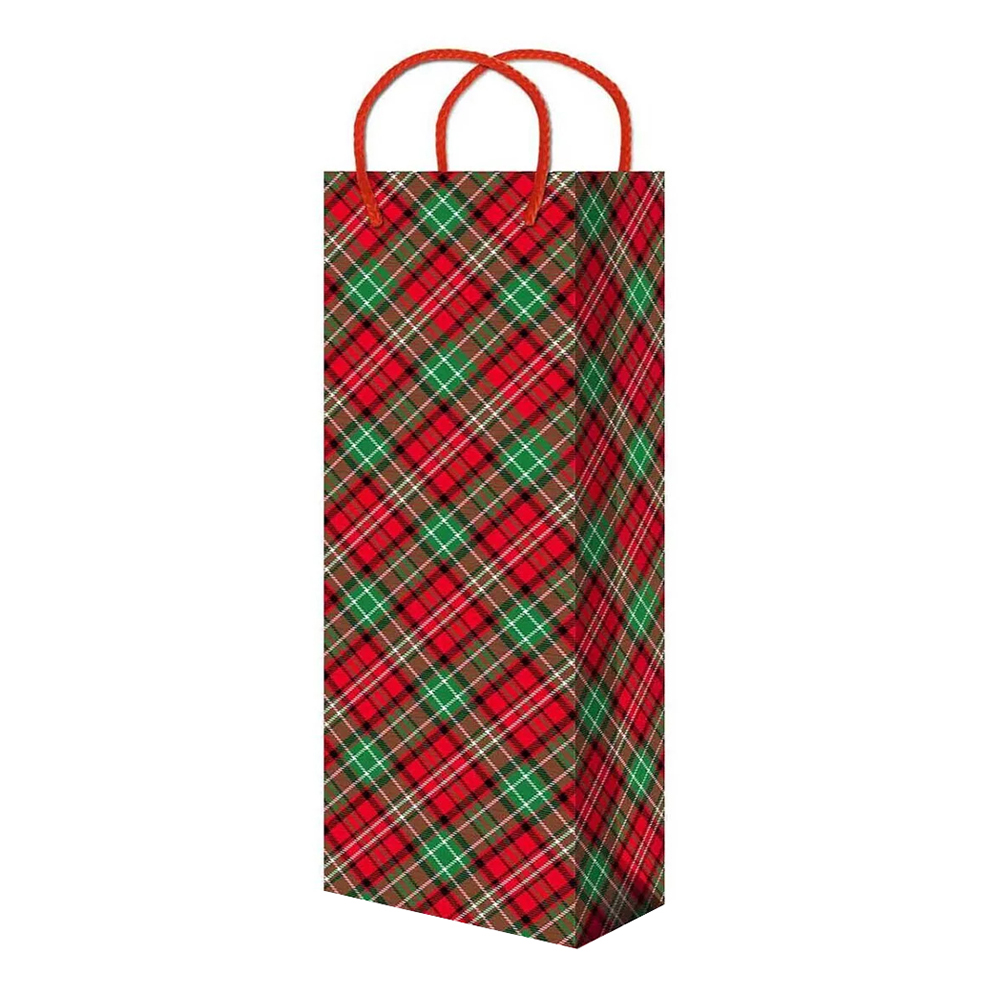 Пакет подарочный для бутылок В-417/418/419/4120/421 Клетка 12,3*36,2*7,8 см, в ассортименте