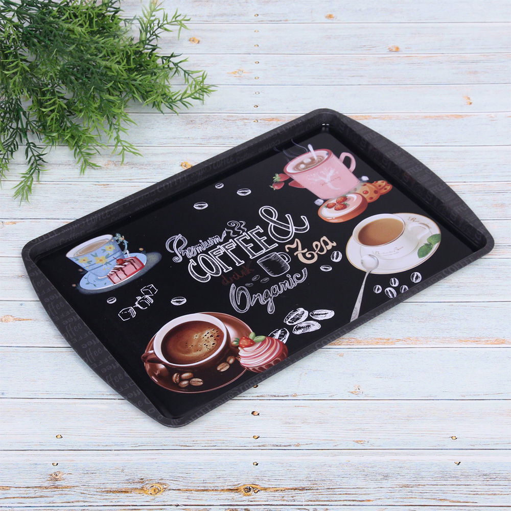 картинка Поднос 761-183 Coffee time 38*24 см см, металл, в ассортименте 
