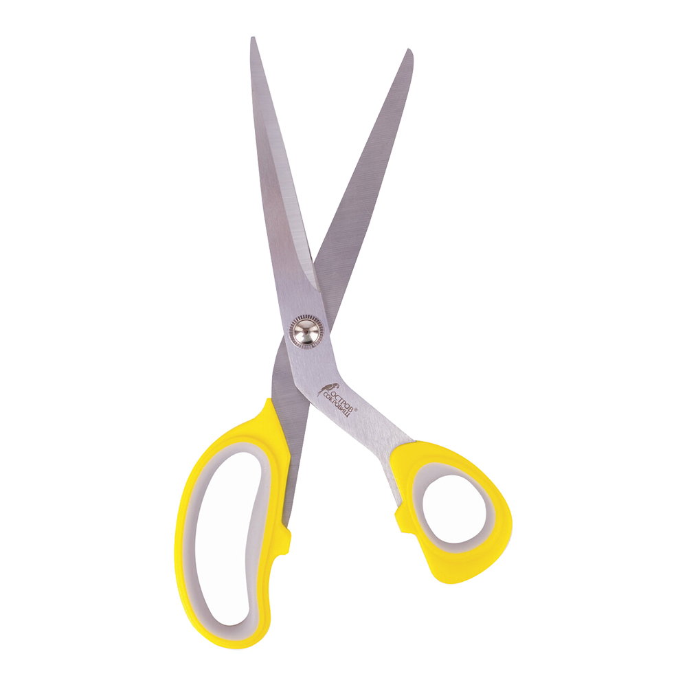 Ножницы портновские Остров сокровищ 237455 с резиновыми серыми вставками, желтые, 23 см