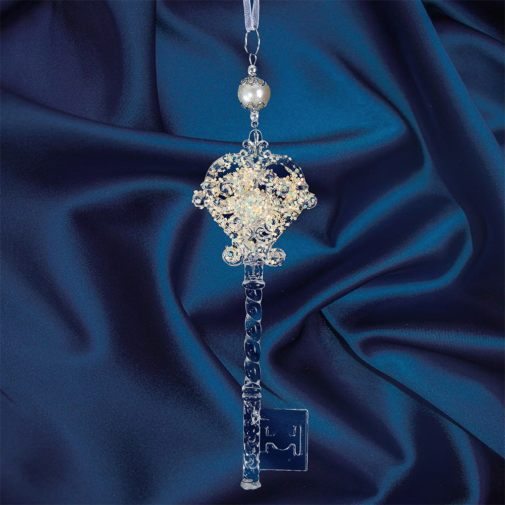 Новогоднее Украшение 3576026 Ключик с блеском 5х15 см, пластик, прозрачный