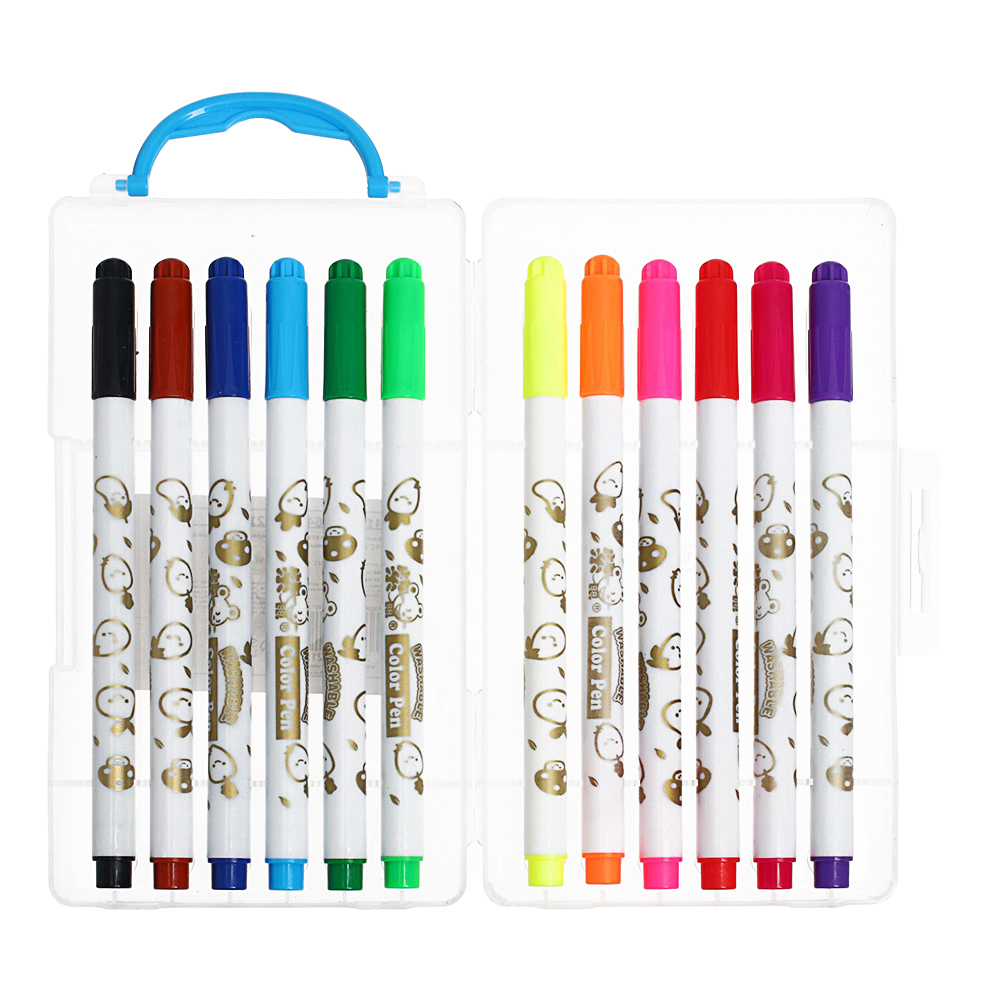 Фломастеры Calligrata 2412151 Мышка,в пластиковом пенале с ручкой, 12 цветов