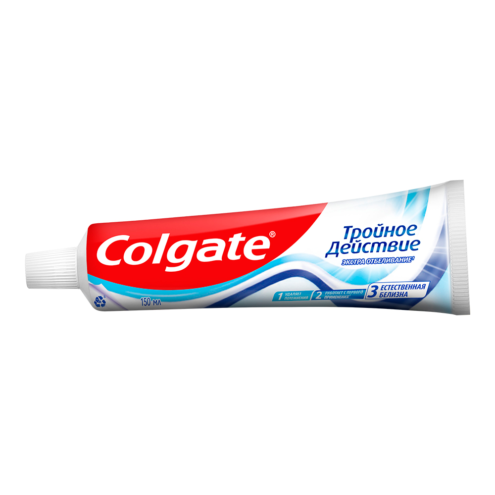 картинка Зубная паста Colgate Triple Action экстра отбеливание, 150 мл 