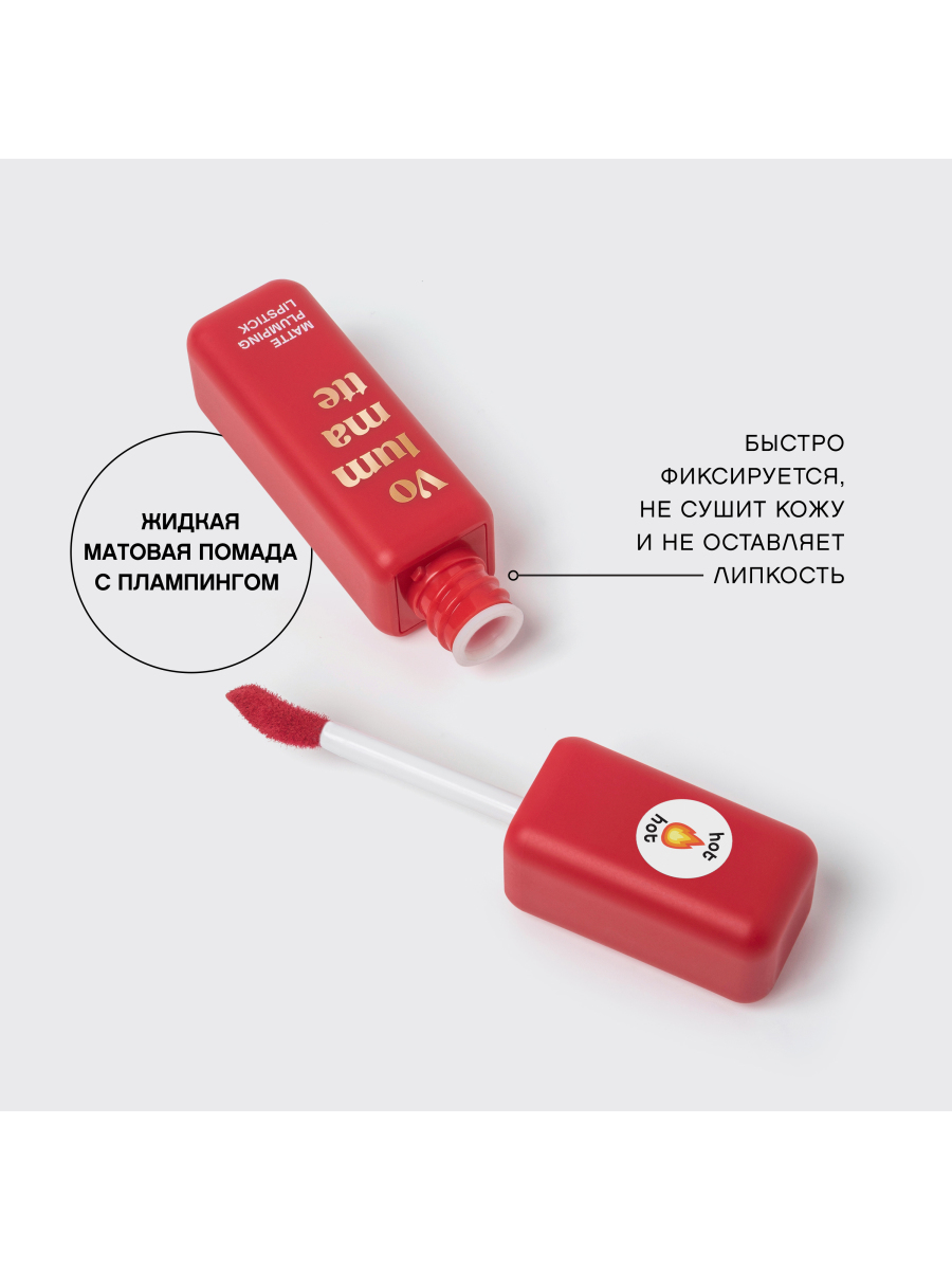 картинка Помада для губ Vivienne Sabo Volummatte матовая с плампингом, Вишнево-коричневый, тон 08 3 мл 