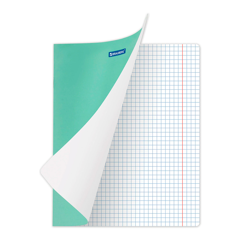 Тетрадь Brauberg 105703 24 листа, клетка, зеленая обложка, 1 шт