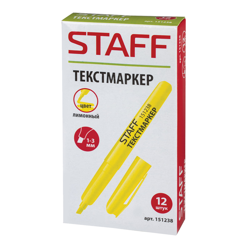 Текстовыделитель Staff 151238 Manager HL-238 линия 1-3 мм, желтый