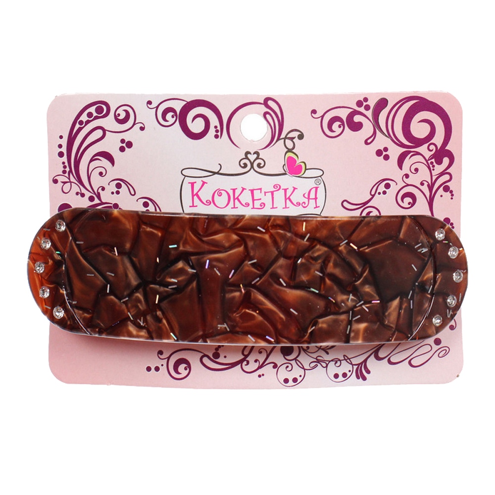 картинка Заколка-автомат для волос 656-213 Эклер, Флекса, форма прямоугольная, 9*2,7см, в ассортименте 