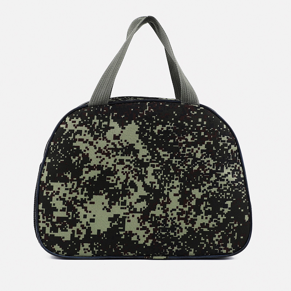 картинка Косметичка 9668196 на молнии, с ручками 26*10*20 см, полиэстер, зелёный, камуфляж 