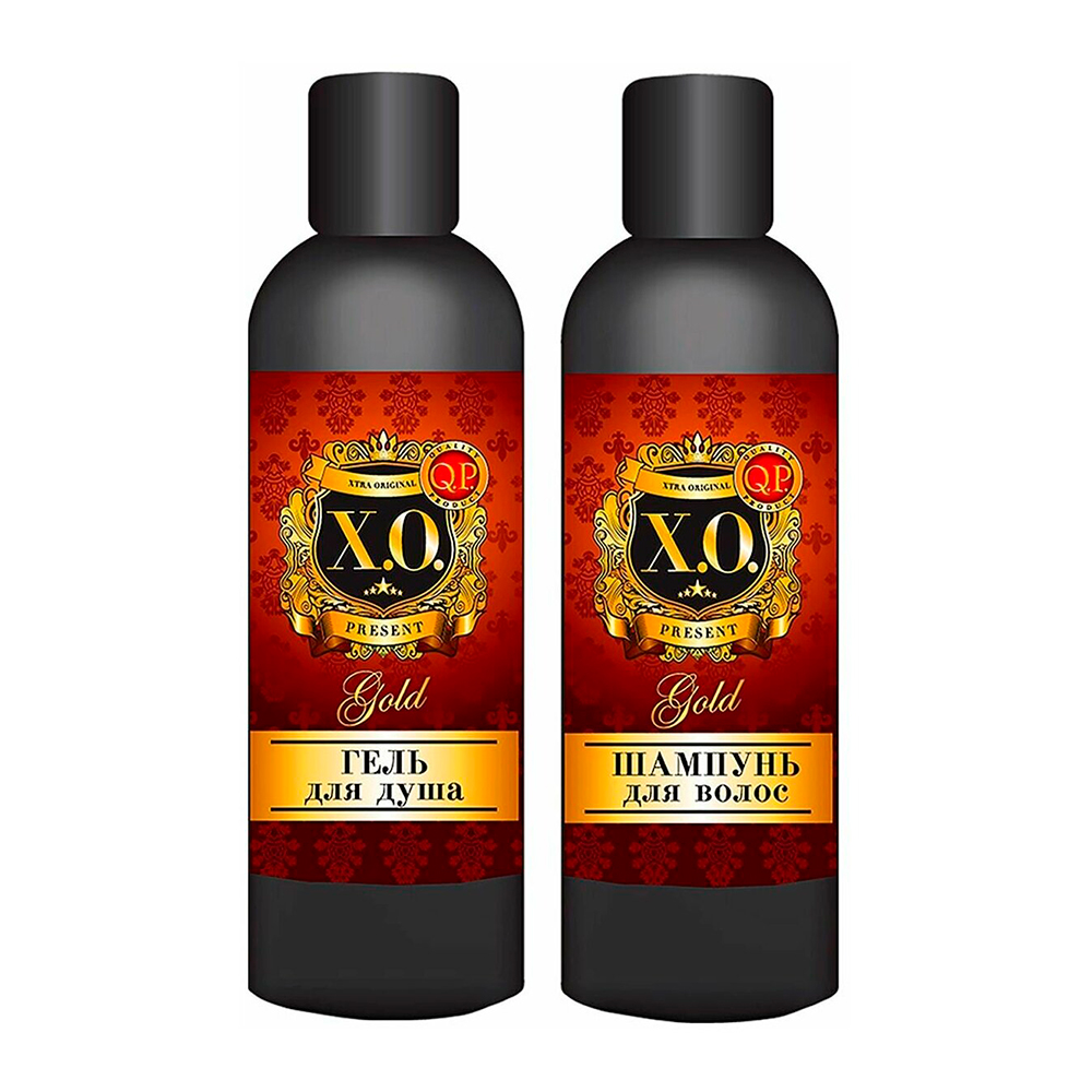картинка Набор подарочный Q.P. X.O №1006 Gold (Гель для душа 250 мл + Шампунь 250 мл), мужской 