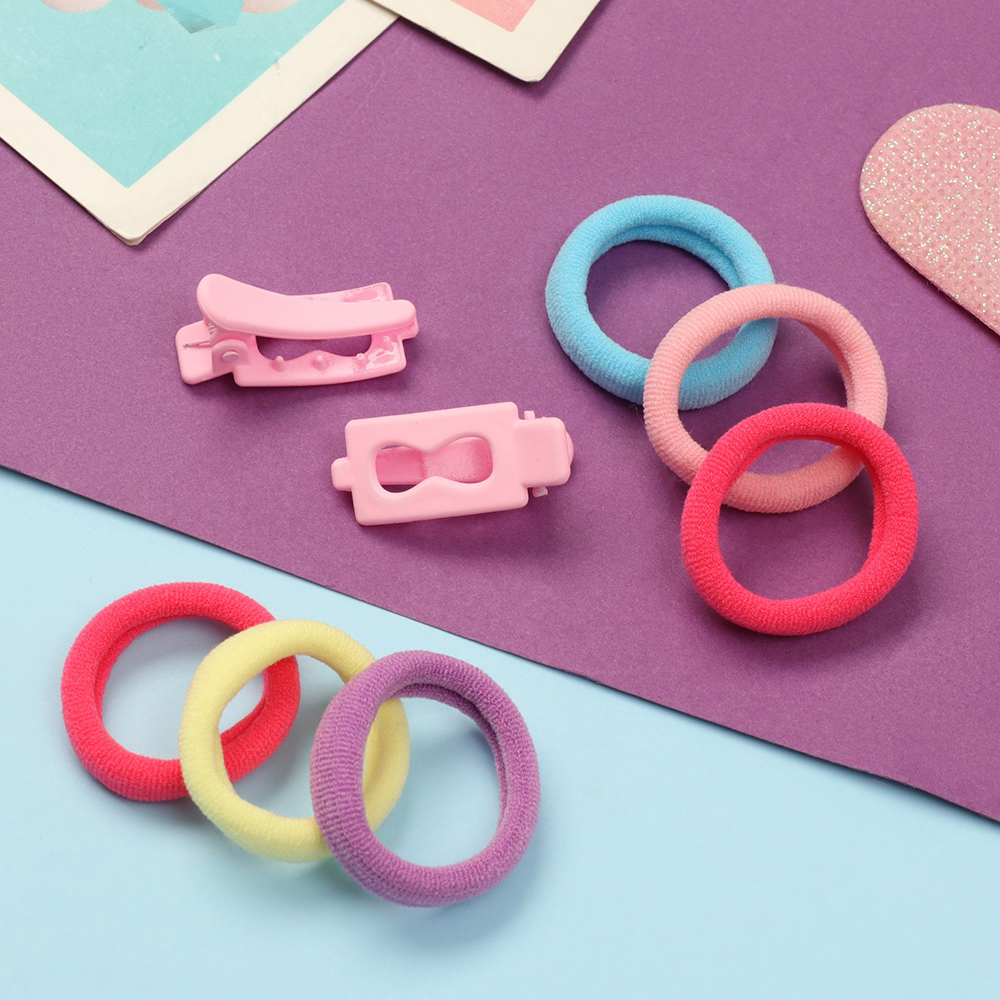 картинка Набор для волос Выбражулька Карамель,10резинок 3см+2зажима 3см,бесконечность, розовый, 12 шт 