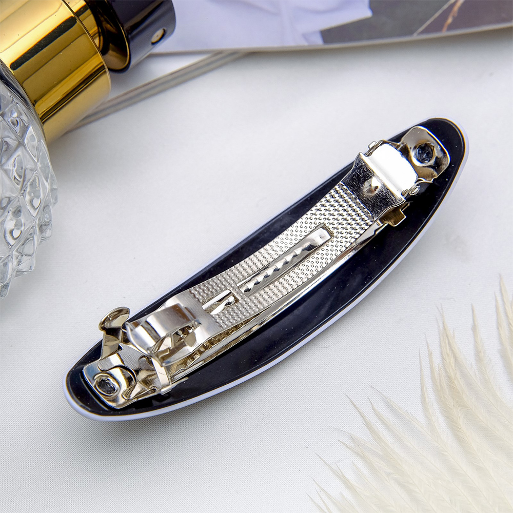 картинка Заколка-автомат для волос 3472993 Ночь 9 см, металл, пластик, черный 