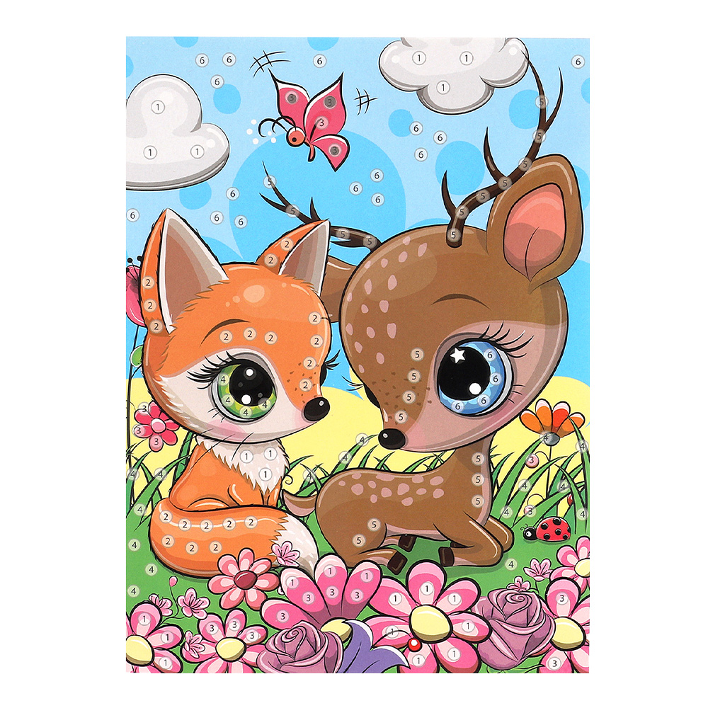 картинка Аппликация MultiArt SEQPACK-112291 из пайеток, Друзья с большими глазами, 17*23 см 