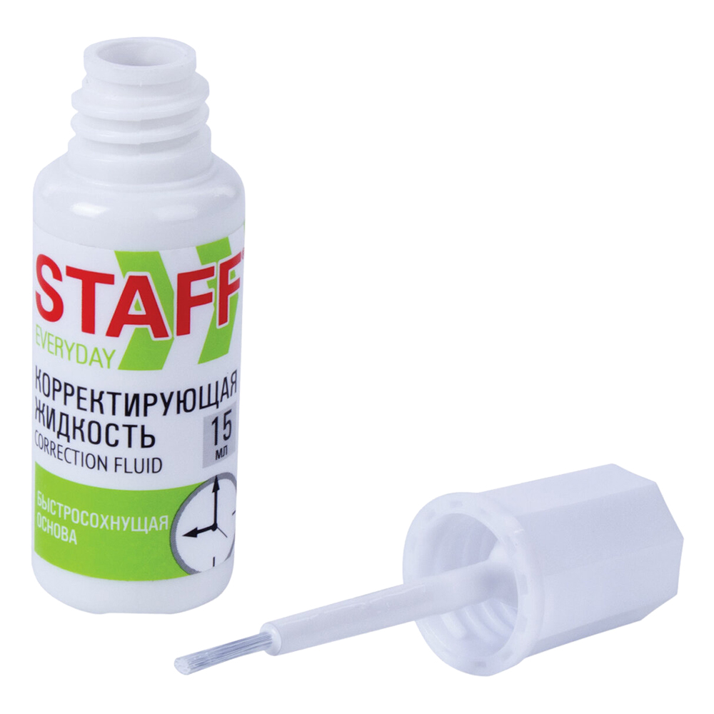 Штрих с кисточкой Staff 229398 Everyday быстросохнущая, спиртовая, белый, 15 мл