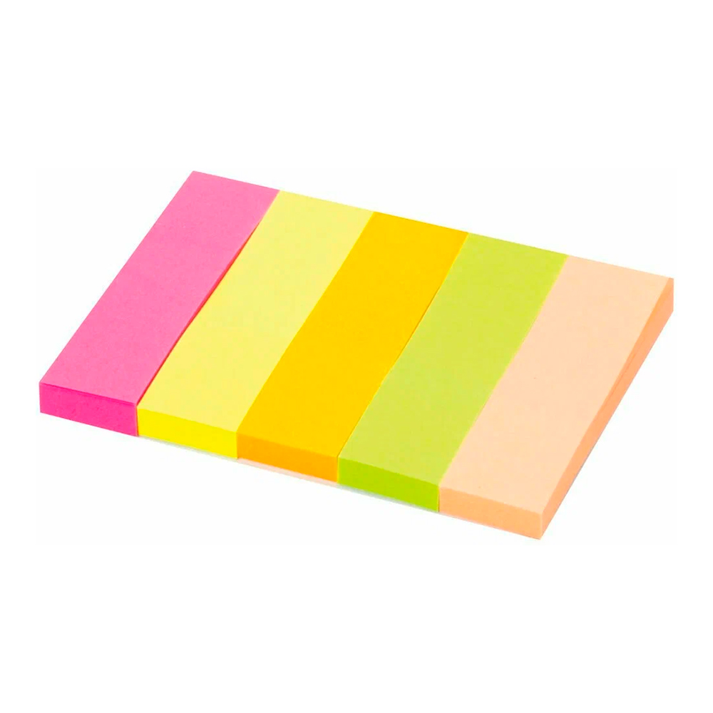 Канцелярские блок-закладки Staff 129359 с клеевым краем 5 цветов х 50 штук, неоновый 14 х 50 мм