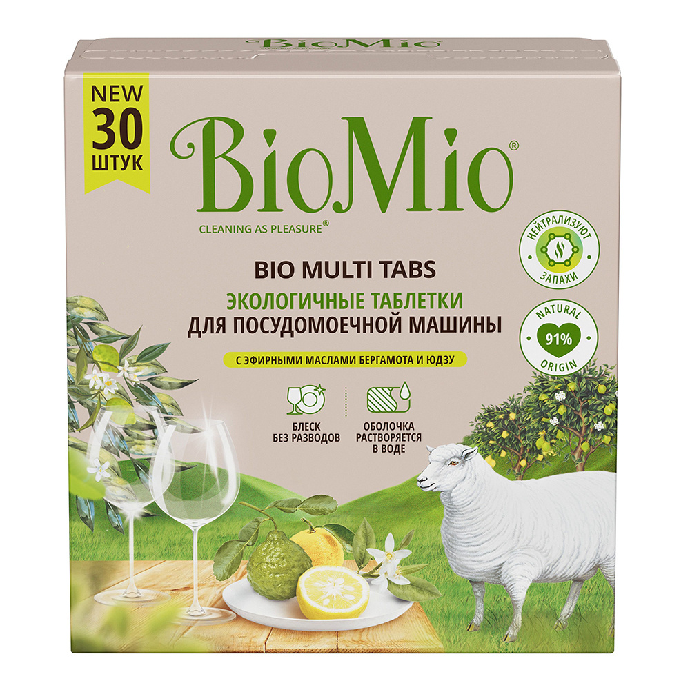 картинка Таблетки для автоматических посудомоечных машин BioMio Цитрус, 30 шт 