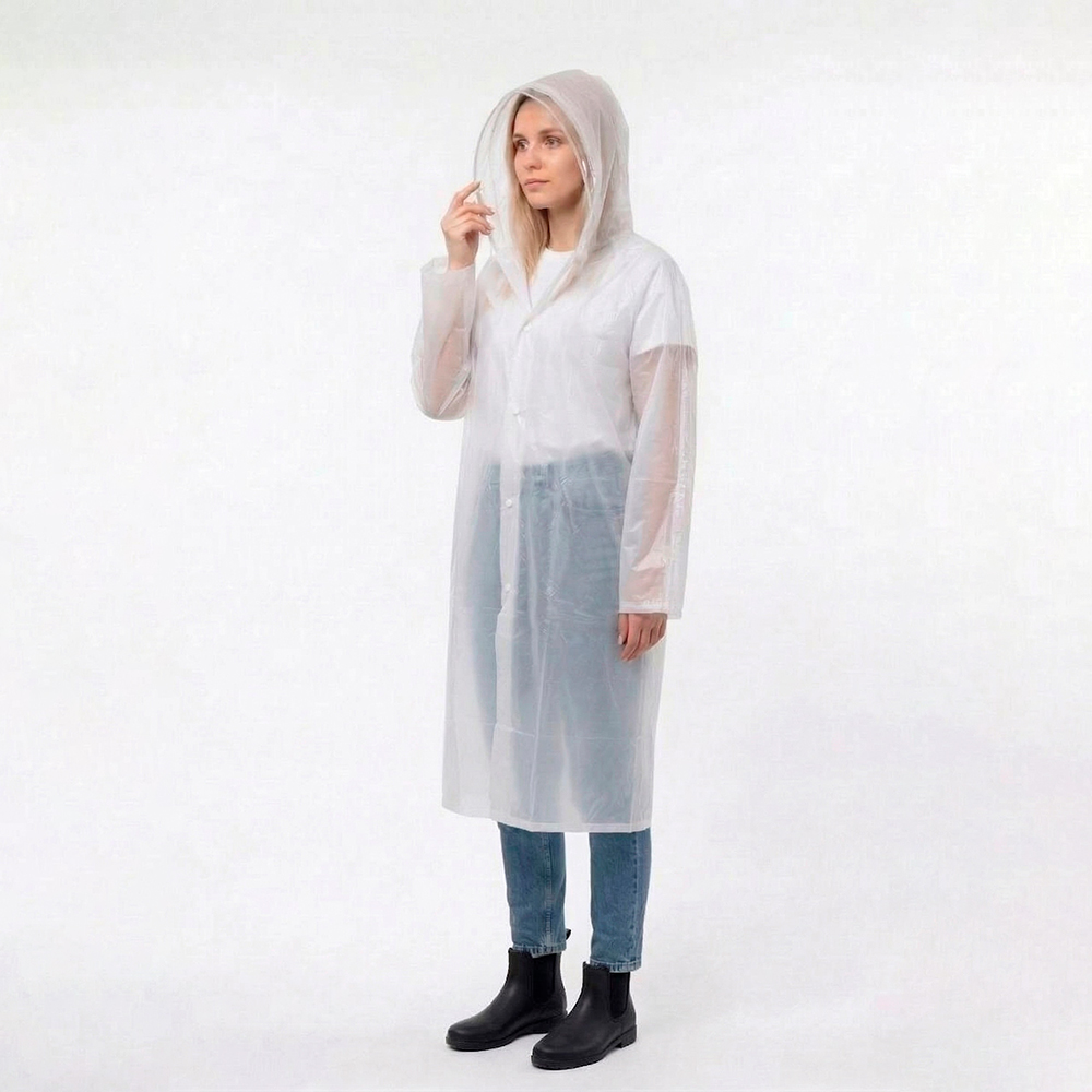 картинка Влагозащитный плащ-дождевик PD-06-1 PVC, белый 