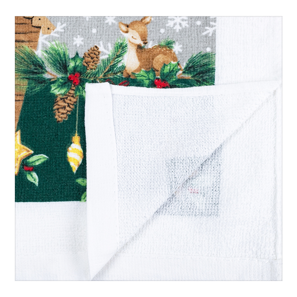 Полотенце кухонное Часы, 100% хлопок, велюровое, новогоднее 38*63 см