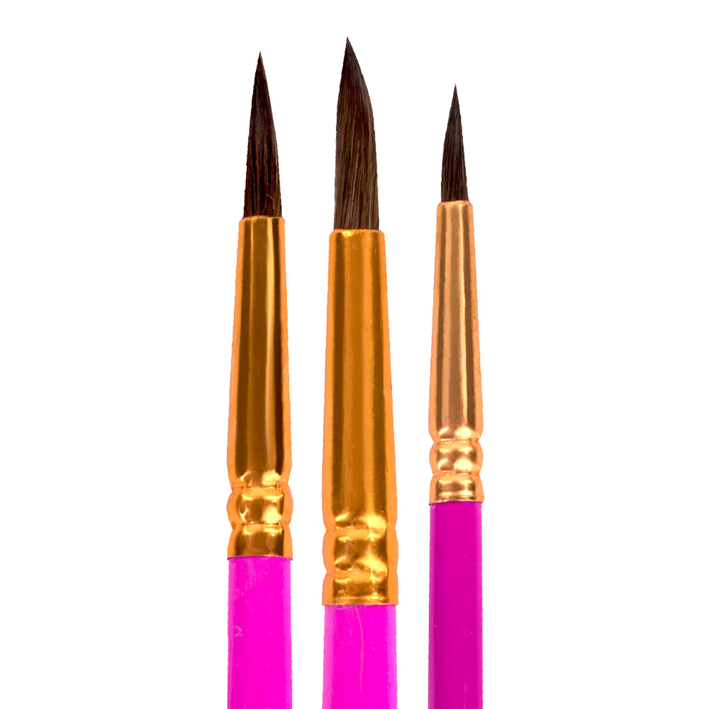 Кисти для рисования Юнландия 200885 из ворса пони круглые № 3, 4, 5, блистер, 3 шт