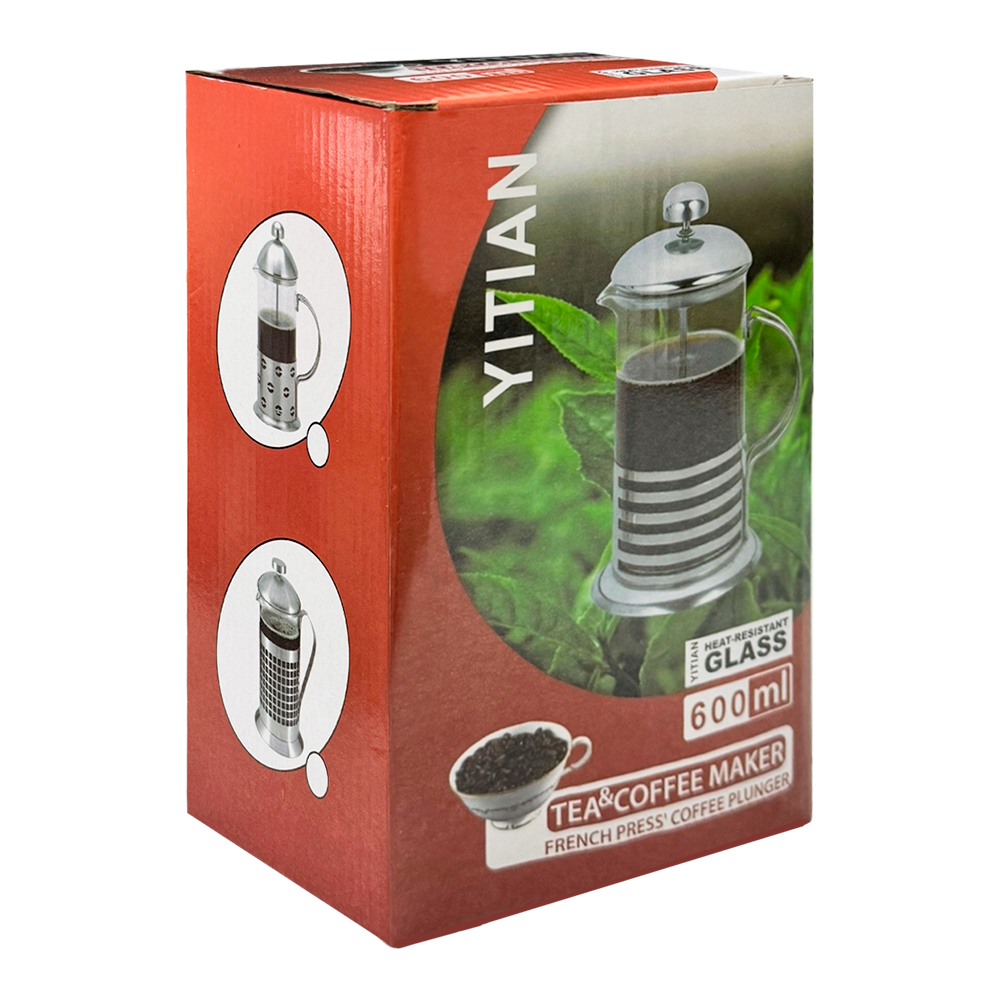 Чайник-пресс CHFP-06 стеклянная колба, нержавеющий, 600 мл