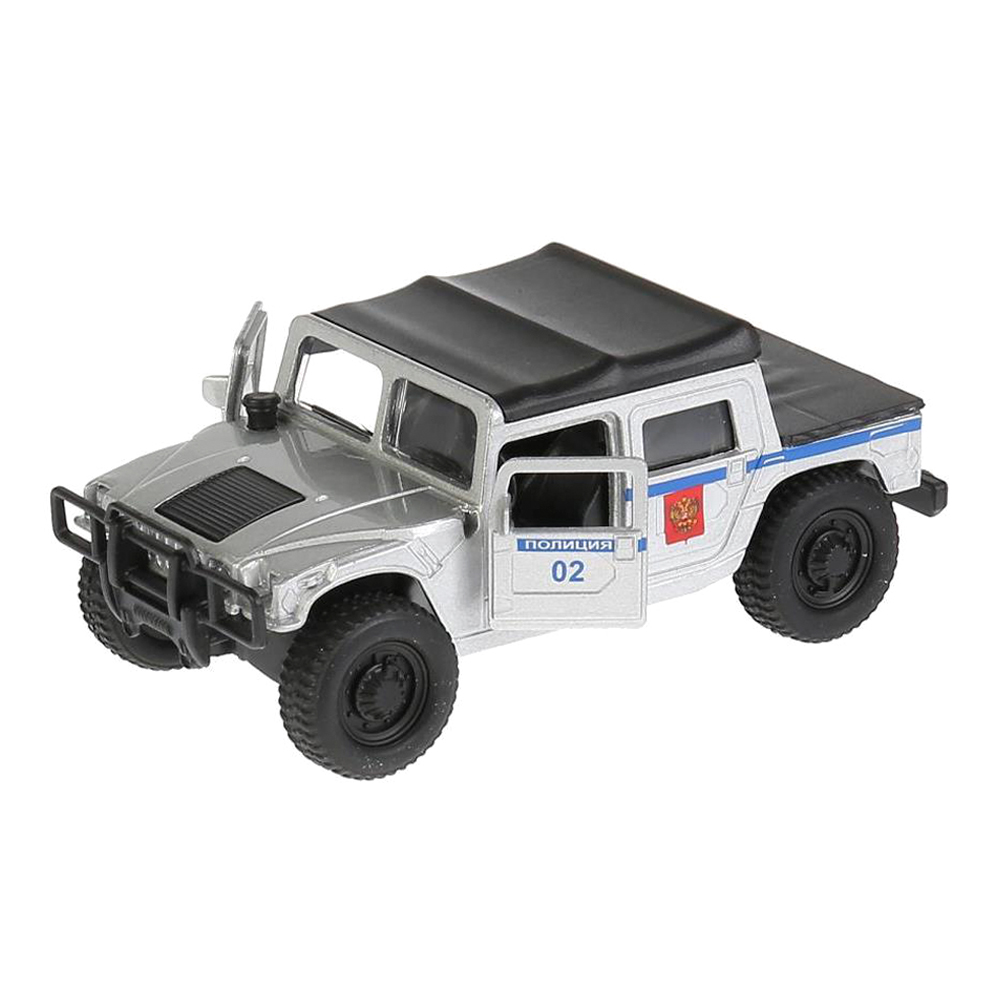 картинка Машина SB-18-09-H1-P-WB Технопарк Hummer H1 пикап полиция, инерционная, 12 см, металл, в ассортименте 