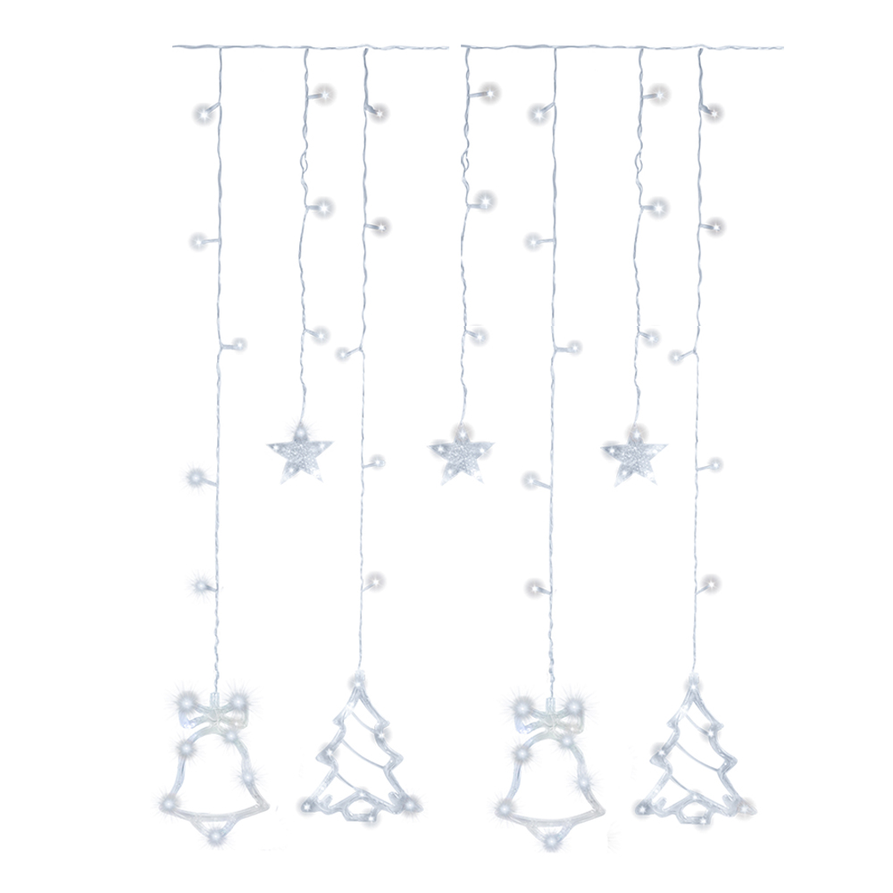 Гирлянда электрическая ГШ-0025 2,5*1м штора фигурная, 8 режимов, 92 лампочки, холодный белый свет