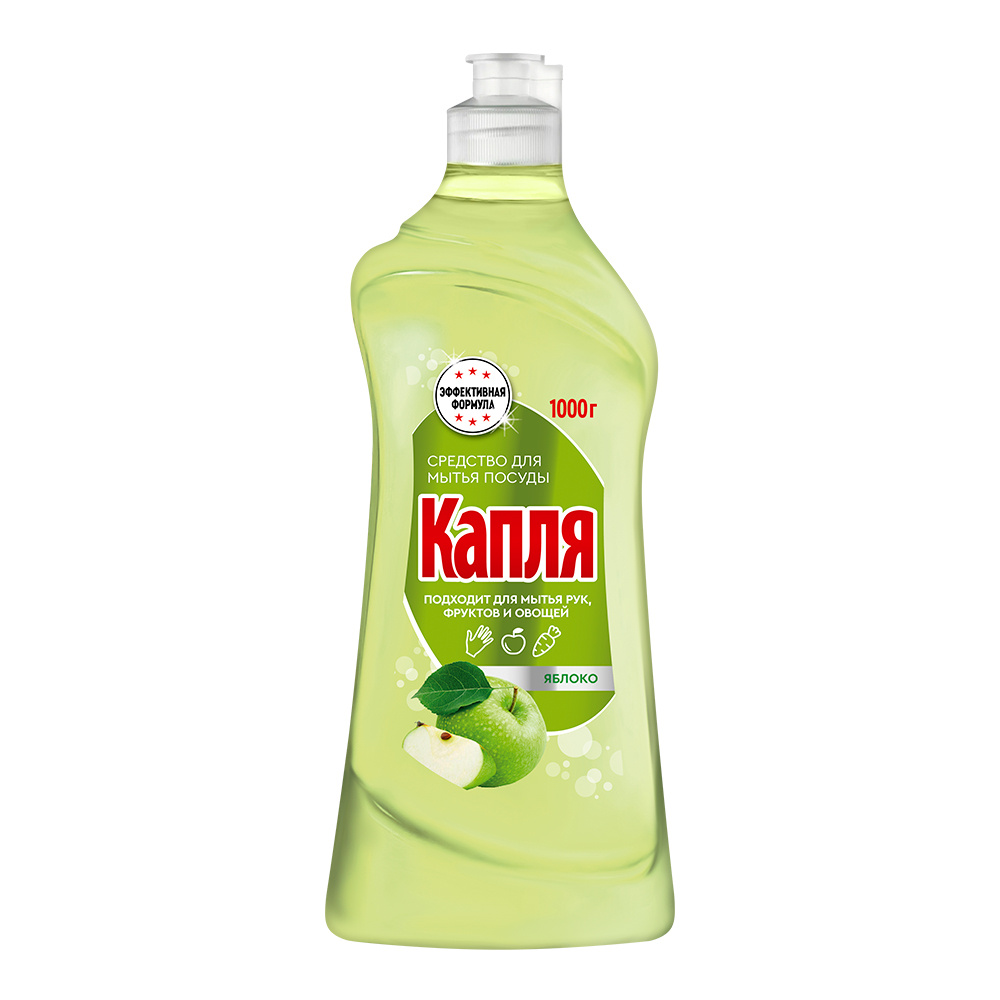 картинка Средство для мытья посуды Капля VOX яблоко, 1 л 