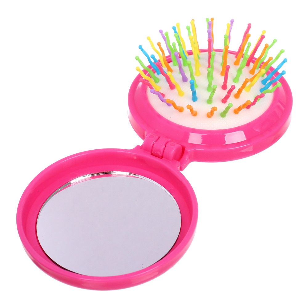 картинка Расческа 456-398 детская Барбариска, с зеркалом, разноцв.зубчики 7см, розовый 