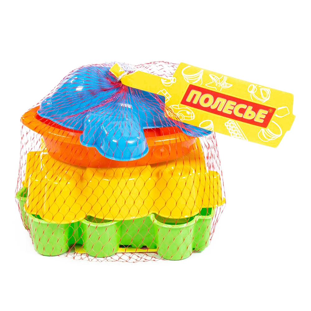 картинка Набор для песочницы 35066 Полесье №258,формочки(самосвал,паровоз,самолет)кораблик, 135*130*100 мм, пластик 