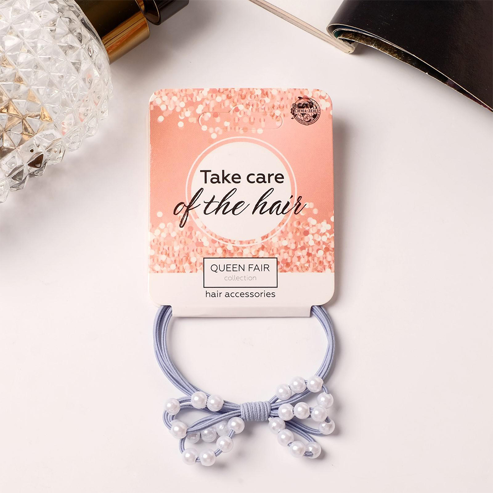 картинка Резинка для волос Queen fair6970632 Веста, бусинки, 4,5см, в ассортименте 
