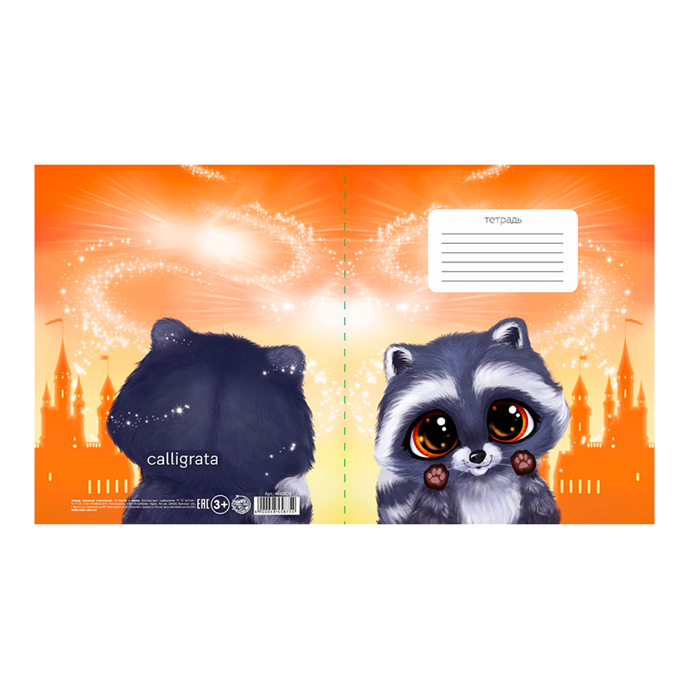 Тетрадь Calligrata 4845875 12 листов, линия, Пушистики, 4 дизайна