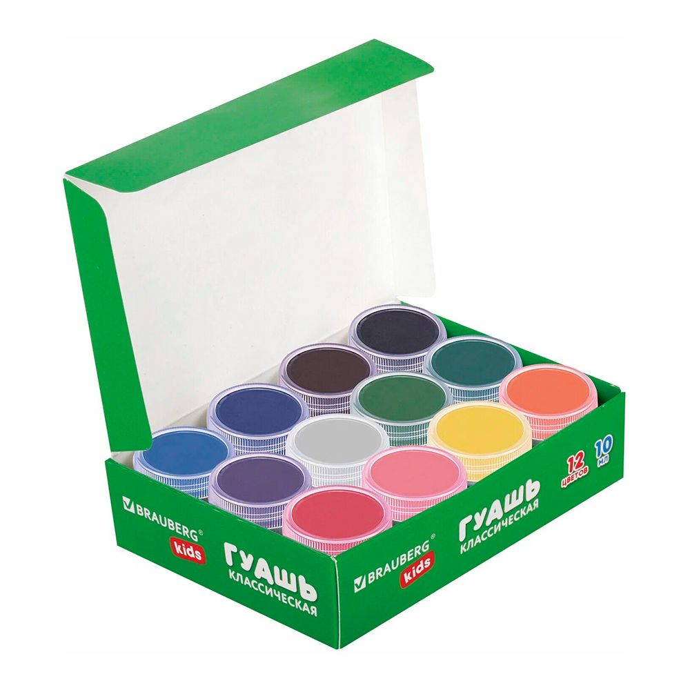 Гуашь Brauberg 192368 Классическая 10 мл, 12 цветов