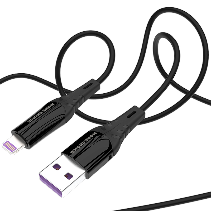 картинка Дата-кабель для зарядки MoreChoice K35i USB для Lightning 8-pin 2.4А, черный, 1 м 