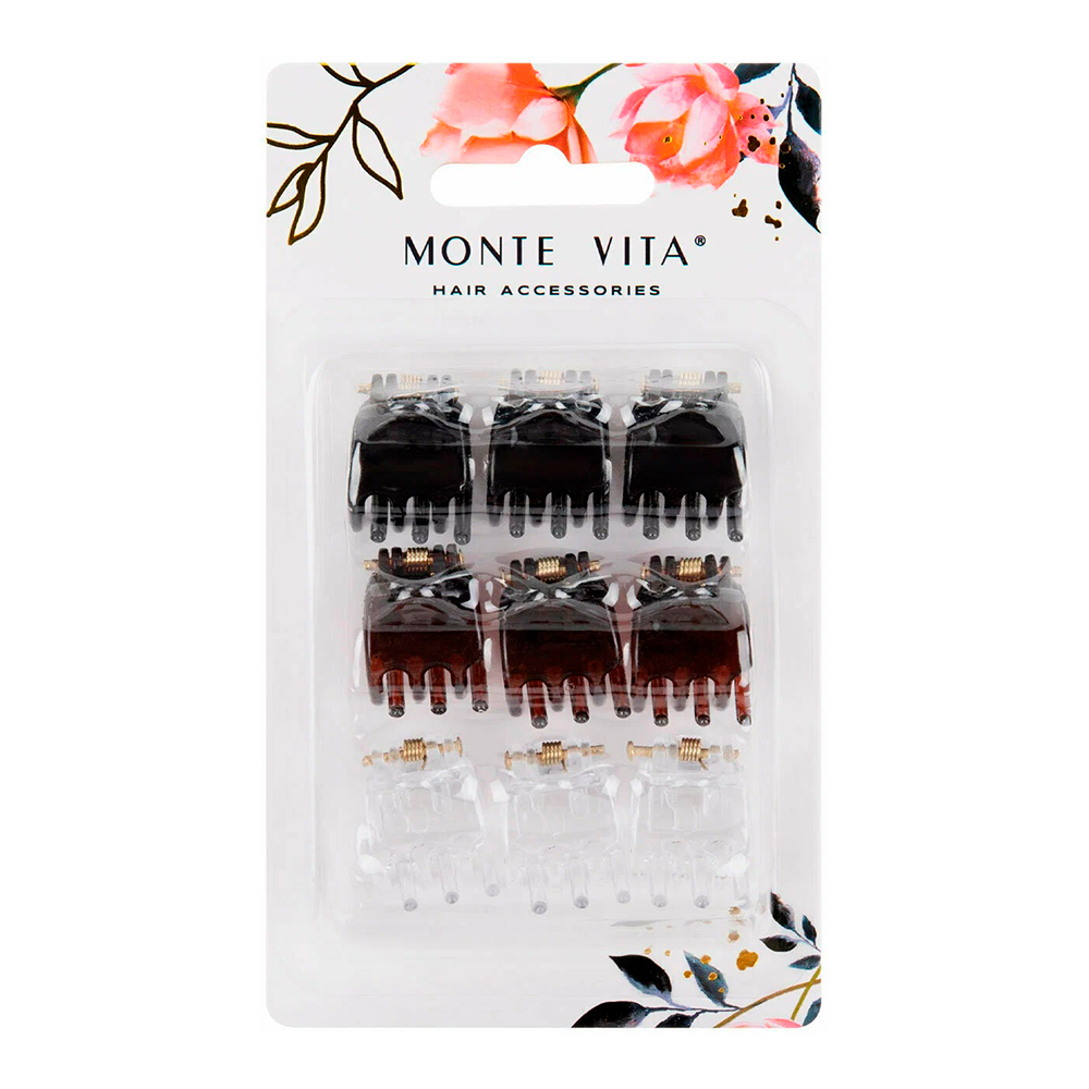 картинка Краб для волос 457025 глянцевый, Monte Vita 1,5 см, в ассортименте, 9 шт 