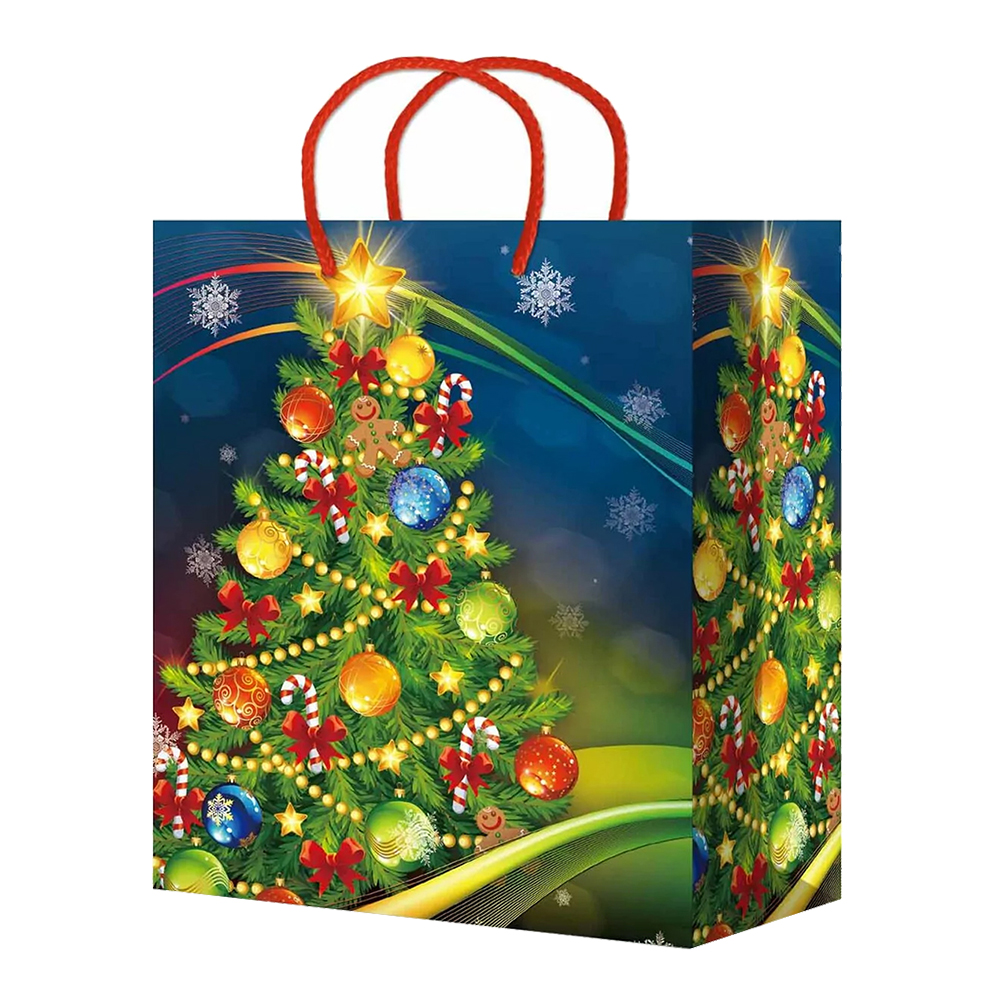 Пакет подарочный S-160/161 Дед мороз, ёлочка 11*13*6 см, микс