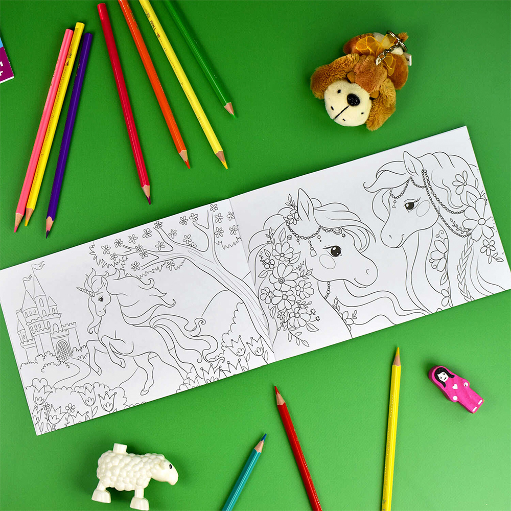 картинка Раскраска 65909 Феникс книжка,мини-раскраски для девочек,Пони и единороги, 210*145 мм, 8 листов 