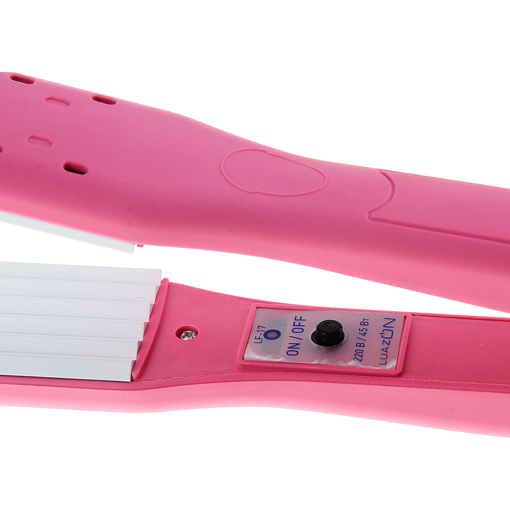 Плойка-гофре для волос Luazon 1163455 LF-17, 45 Вт , 35*80 мм, 160-200°C, керамическое покрытие, розовый