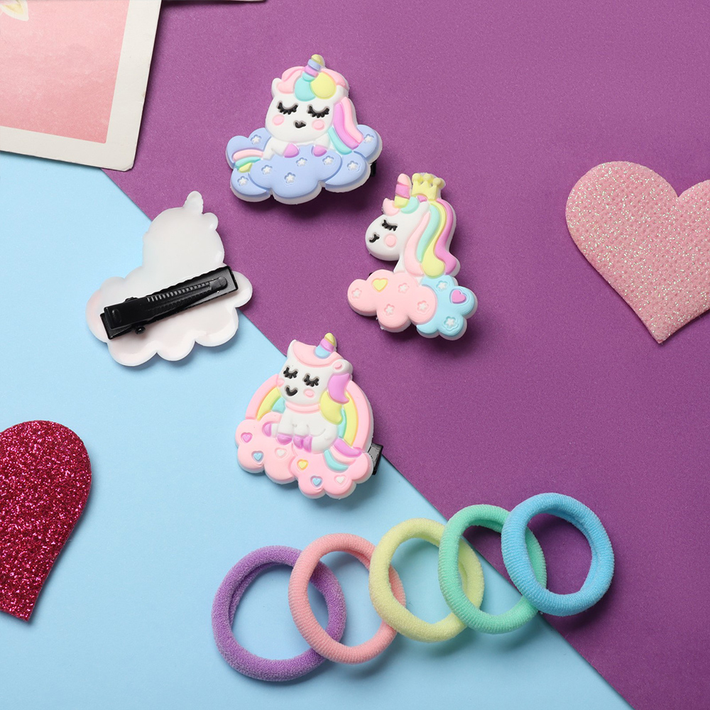 картинка Набор для волос 10068631 Лучик (10 резинок + 4 зажима), в ассортименте 