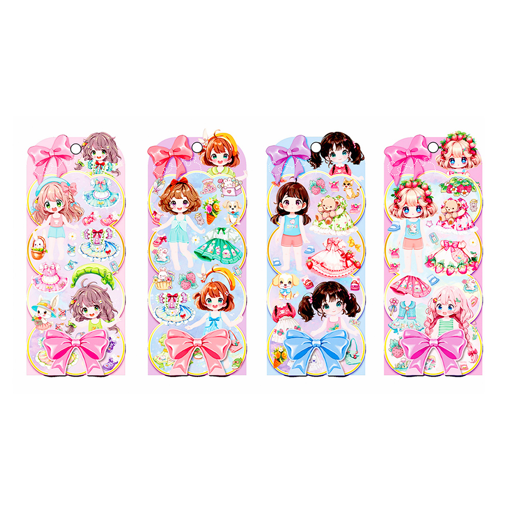 Наклейки M-20436 Наряди куклу, 4 дизайна 23,5*9,5 см