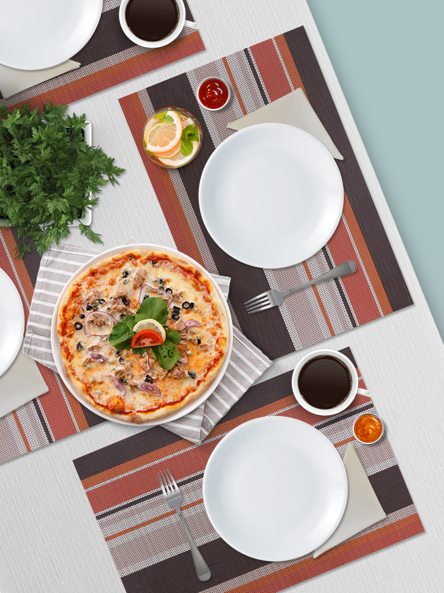 Термосалфетка кухонная (плейсмат) 30*45см Линии. Набор из 4 штук, цвет коричневый