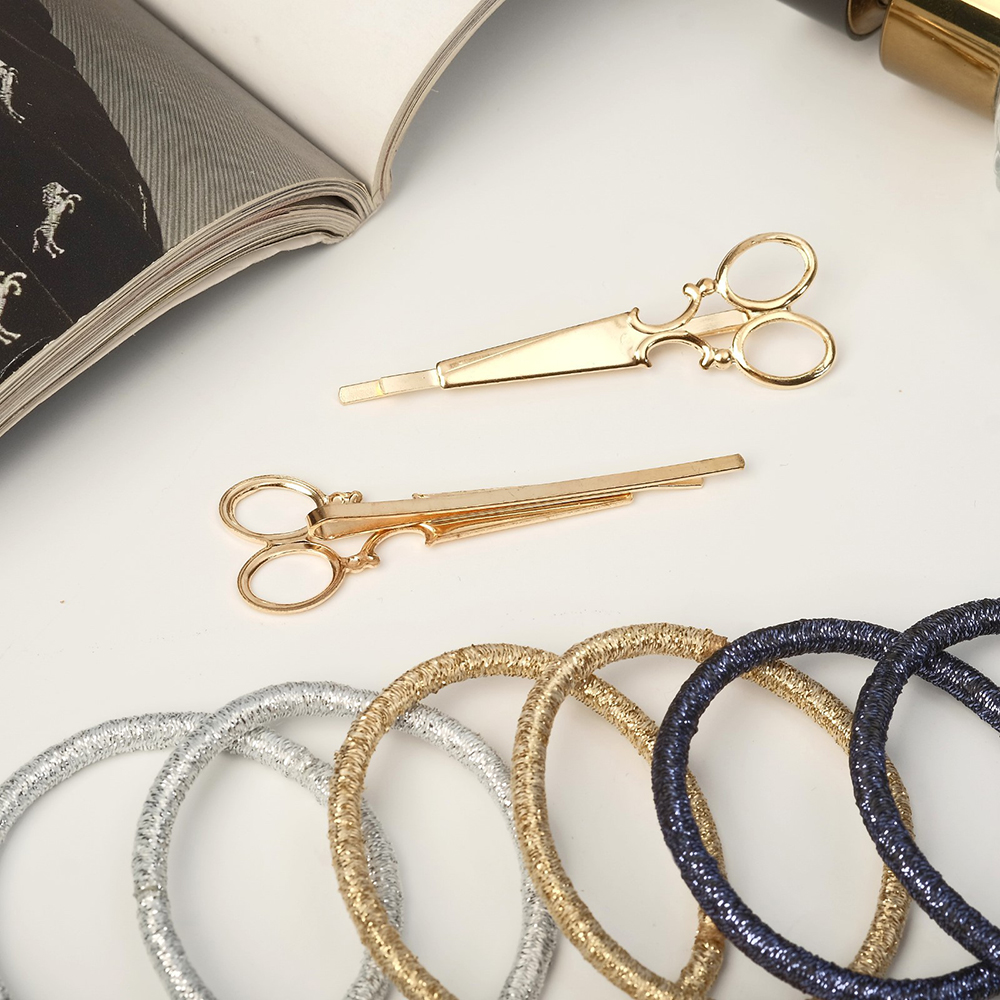 картинка Набор для волос Queen fair9313839 Лиора (2 невидимки 5 см + 6 резинок) ножницы, в ассортименте 