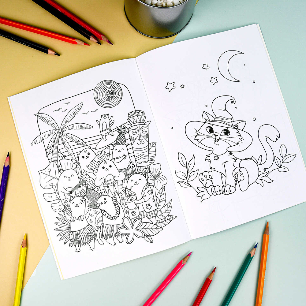 картинка Раскраска 67899 Коты, с наклейками А5, 165*235 мм, 8 листов 