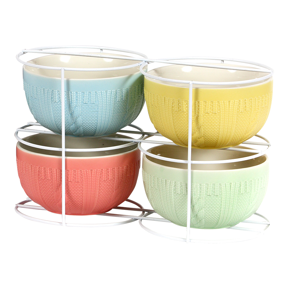 Набор салатников BR131/1999 4 предмета Комфорт на мет подставке, 390 мл, разноцветный микс