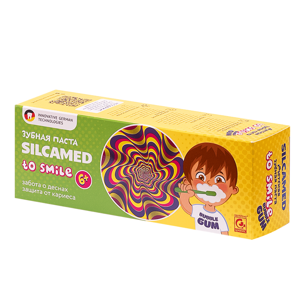 картинка Зубная паста детская SILCAMED To Smile Bubble GUM 6+, 65 г 