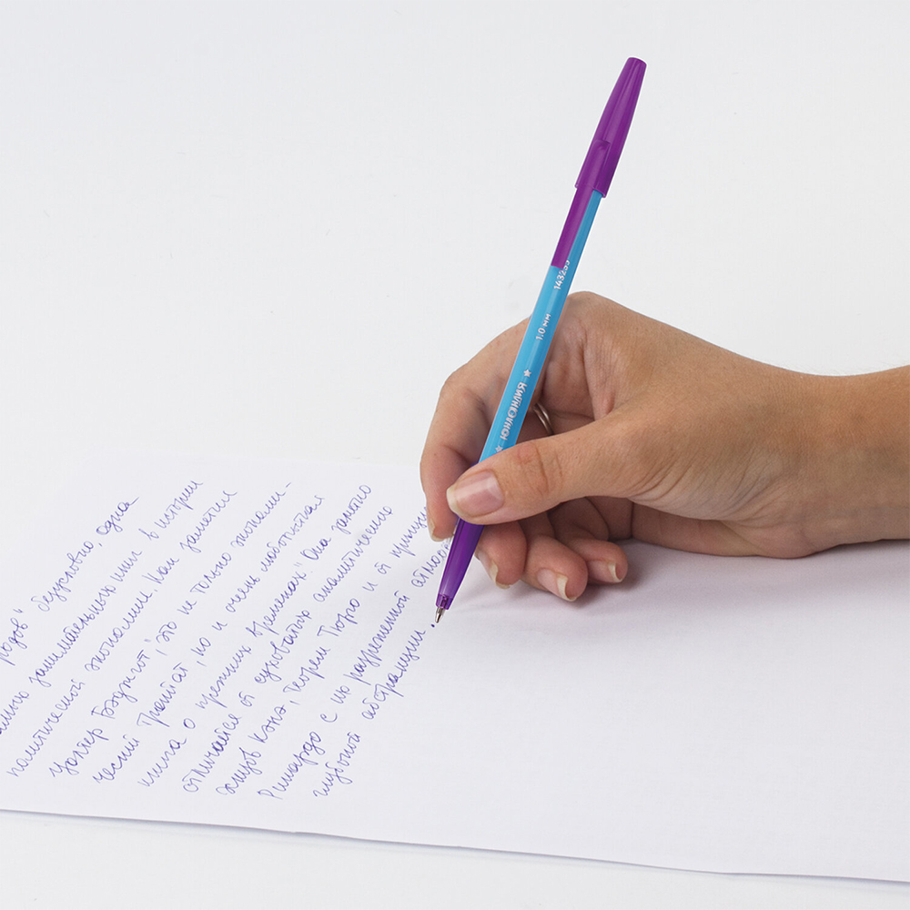 Ручка шариковая Юнландия 143235 COLOR MIX корпус ассорти, узел 1 мм, линия письма 0,5 мм, синий