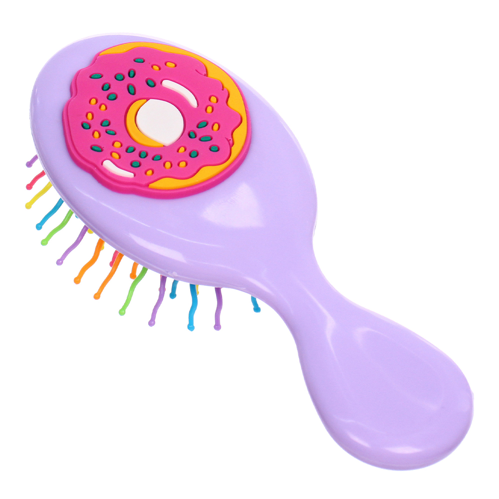 картинка Расческа 215-930 детская массаж,Пончик, разноцвет.зубчики, 14*5,5см, фиолетовый 