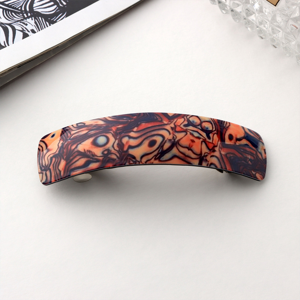 картинка Заколка-автомат для волос Queen Fair 10691279 Сильва, янтарный принт, 9 см, в ассортименте 