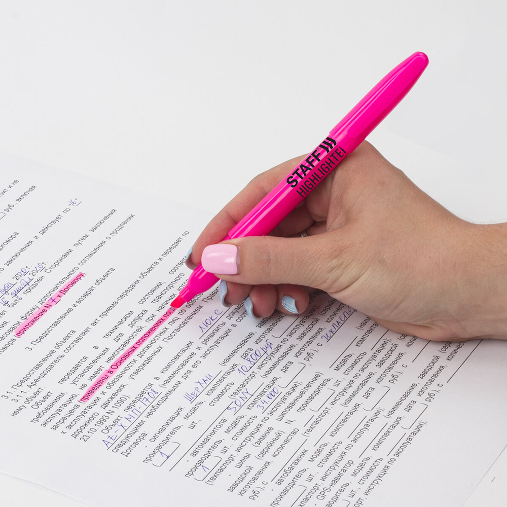 Текстовыделитель Staff 151241 Manager HL-238 линия 1-3 мм, розовый