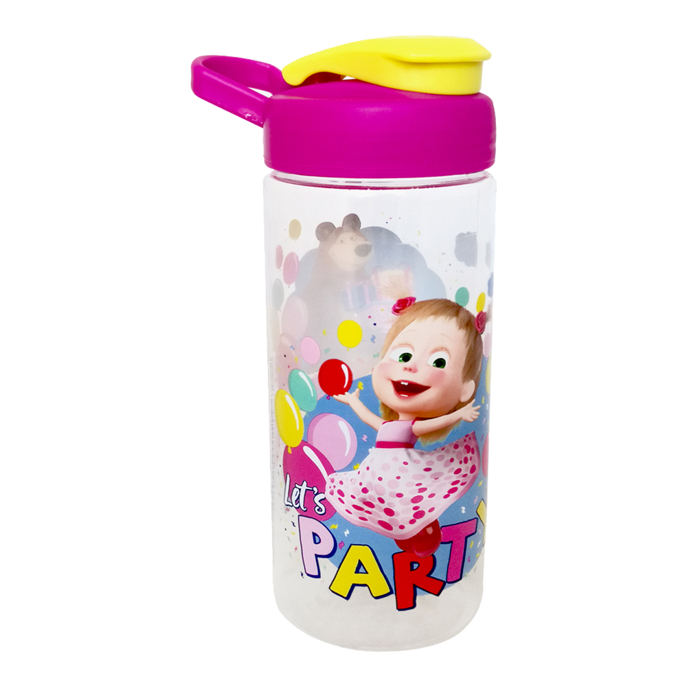 Бутылка для воды MBB470-1 детская Маша и медведь, с держателем, пластик, 470 мл